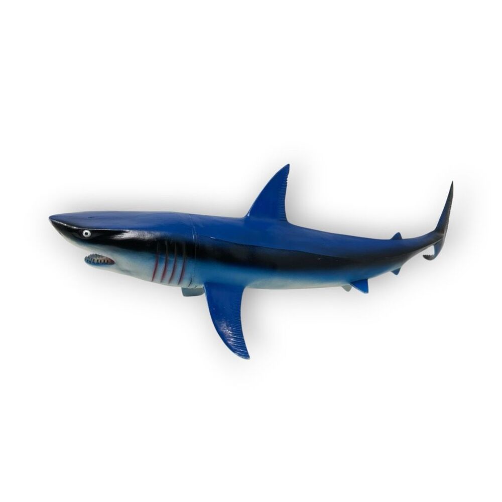 Rubber Blue Great White Shark Toy Action Figure Bathtub Open Mouth 15” 2018